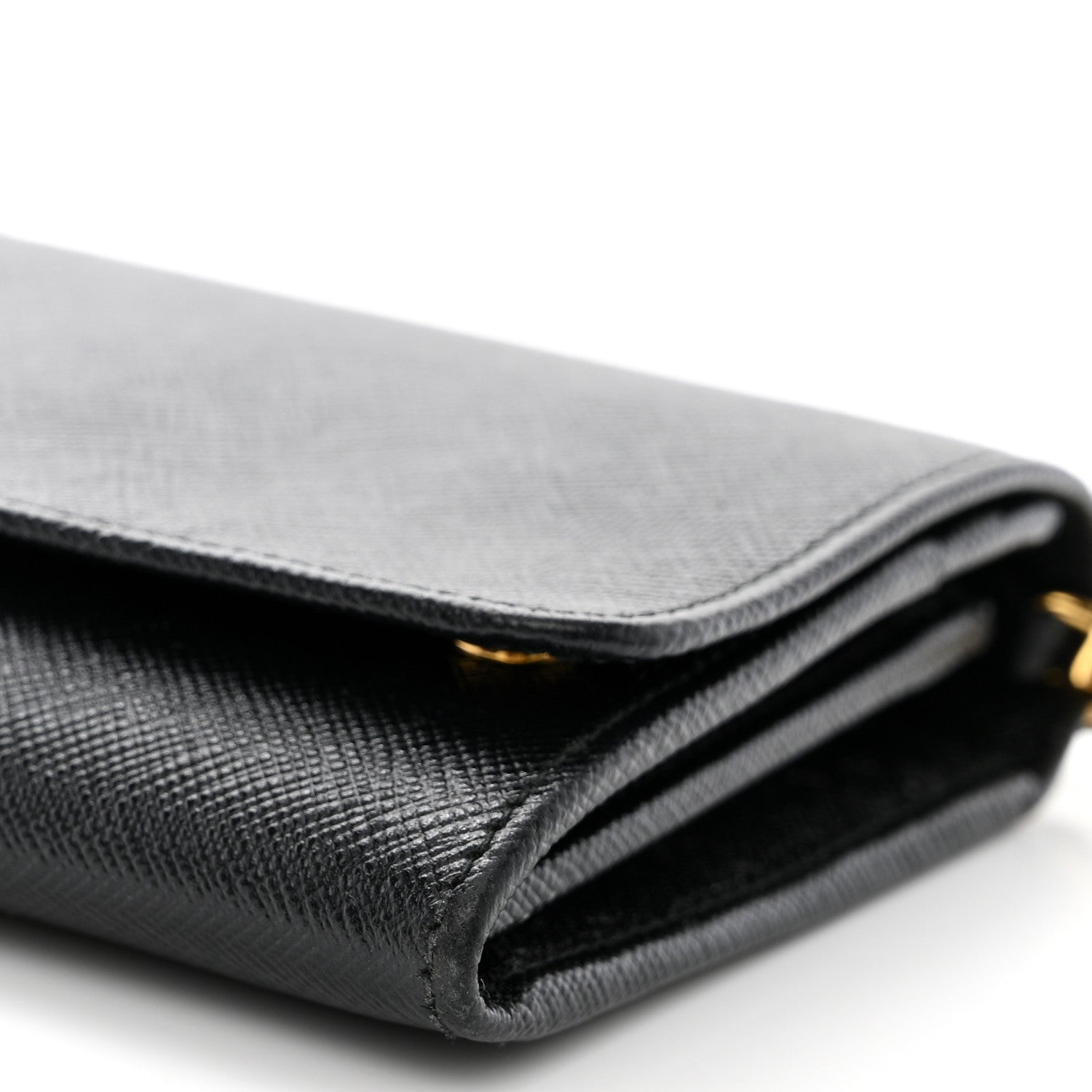 Prada Saffiano Metal Oro Chain Wallet Black 9 of 11