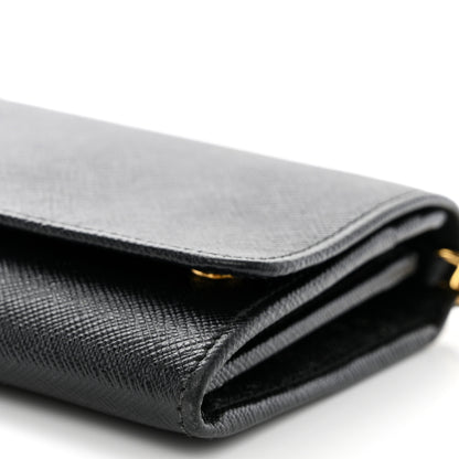 Prada Saffiano Metal Oro Chain Wallet Black 9 of 11