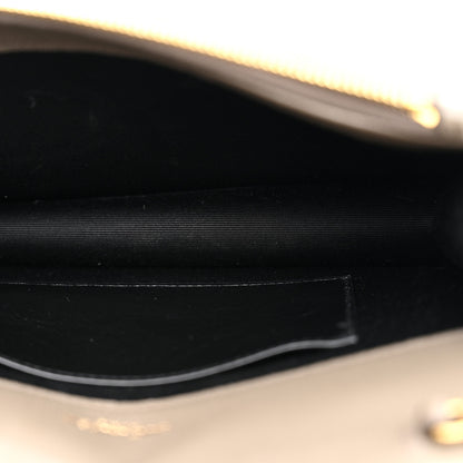 Saint Laurent Grain De Poudre Matelasse Chevron Monogram Envelope Chain Wallet Light Taupe 5 of 12