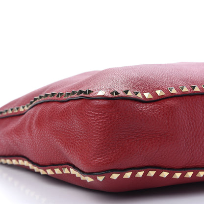 Valentino Garavani Pebbled Calfskin Large Rockstud Flip-Lock Messenger Bag Scarlet 5 of 10