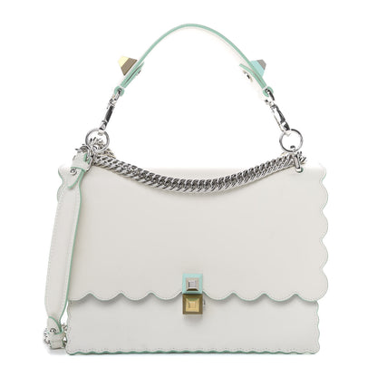 Fendi Vitello Baltico Scalloped Studded Kan I Shoulder Bag Bianco 1 of 14