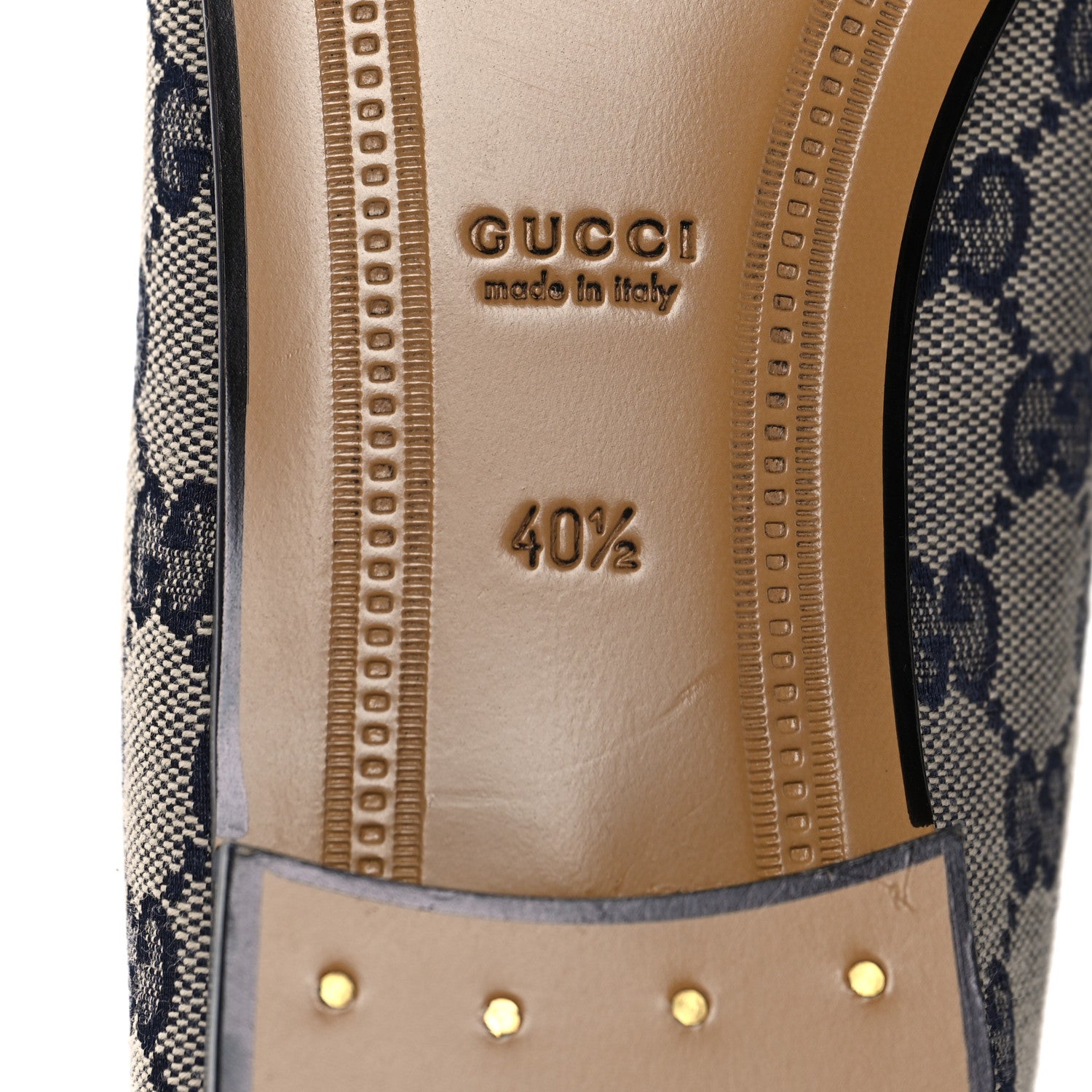 Gucci Monogram Malaga Kid Horsebit Womens Jordaan Loafers 40.5 Beige Blue 8 of 10