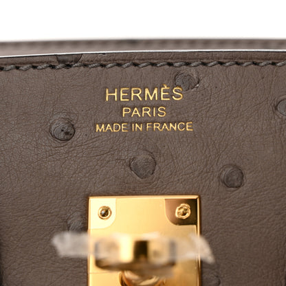 Hermes Ostrich Birkin 25 Gris Tourterelle 6 of 13