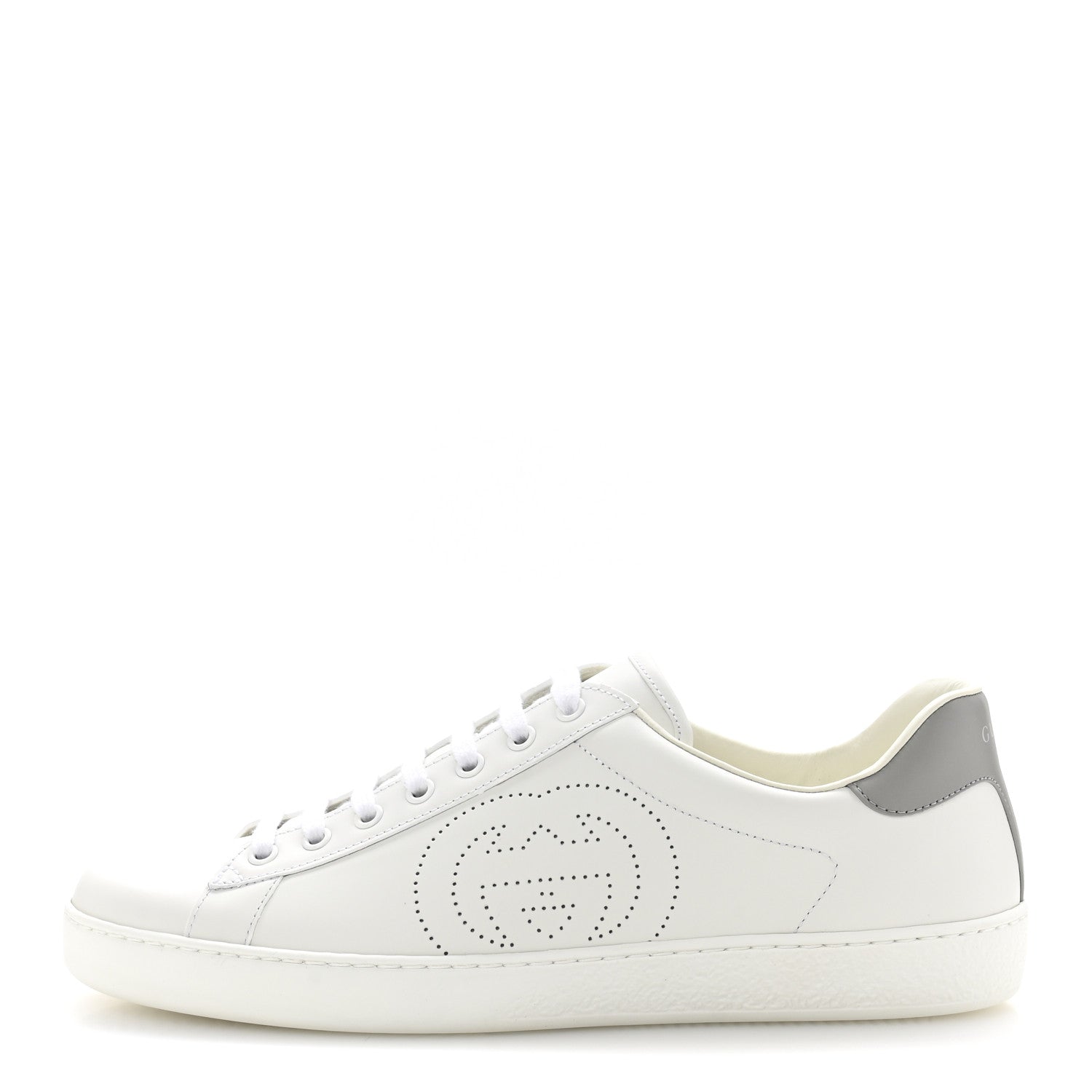 Gucci Calfskin Interlocking G Perforated Mens Ace Sneakers 9.5 White Grey Sky 1 of 10