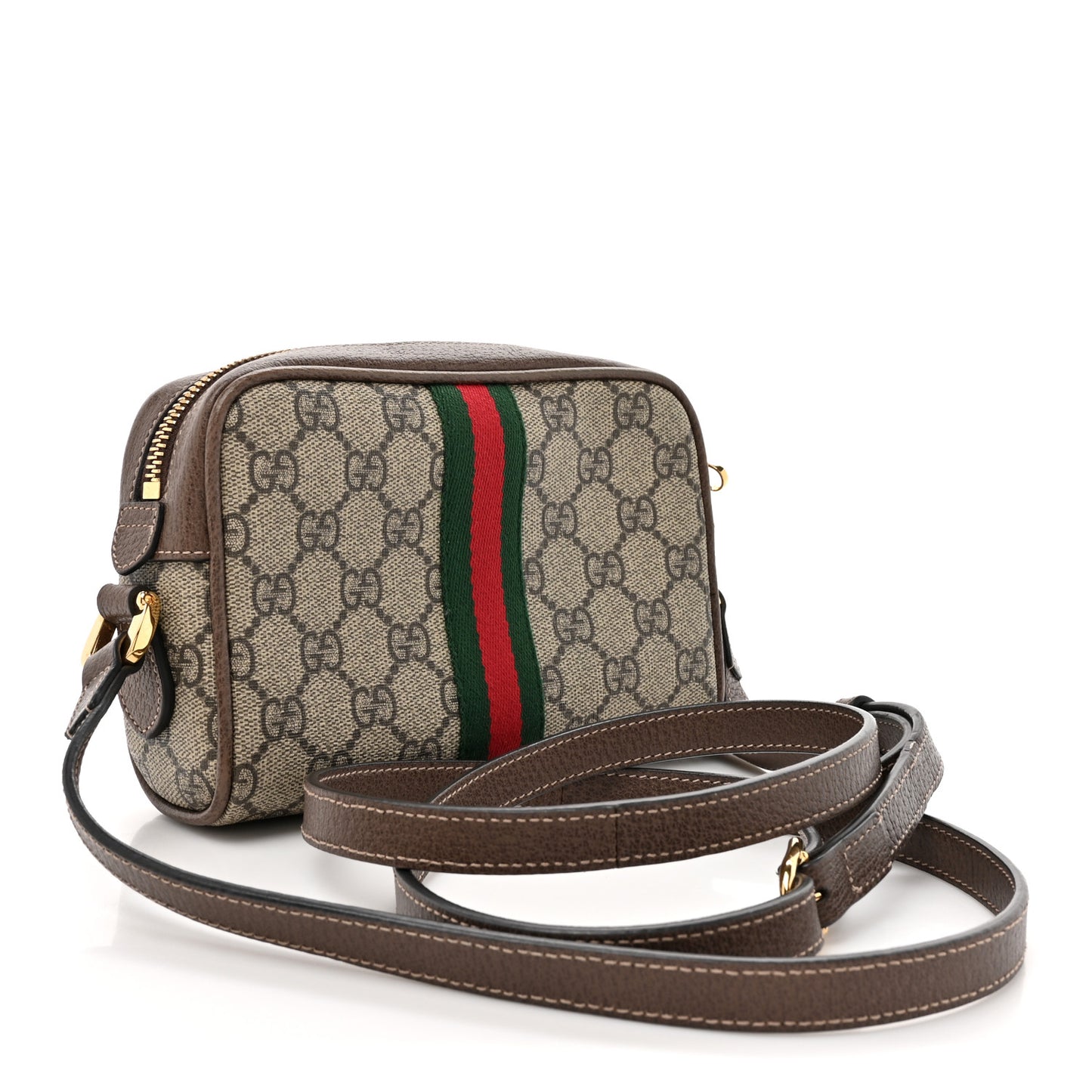 GG Supreme Monogram Web Mini Ophidia Shoulder Bag Brown