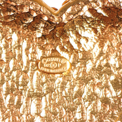 Chanel Crystal CC Mademoiselle Heart Brooch Pink Gold 4 of 4