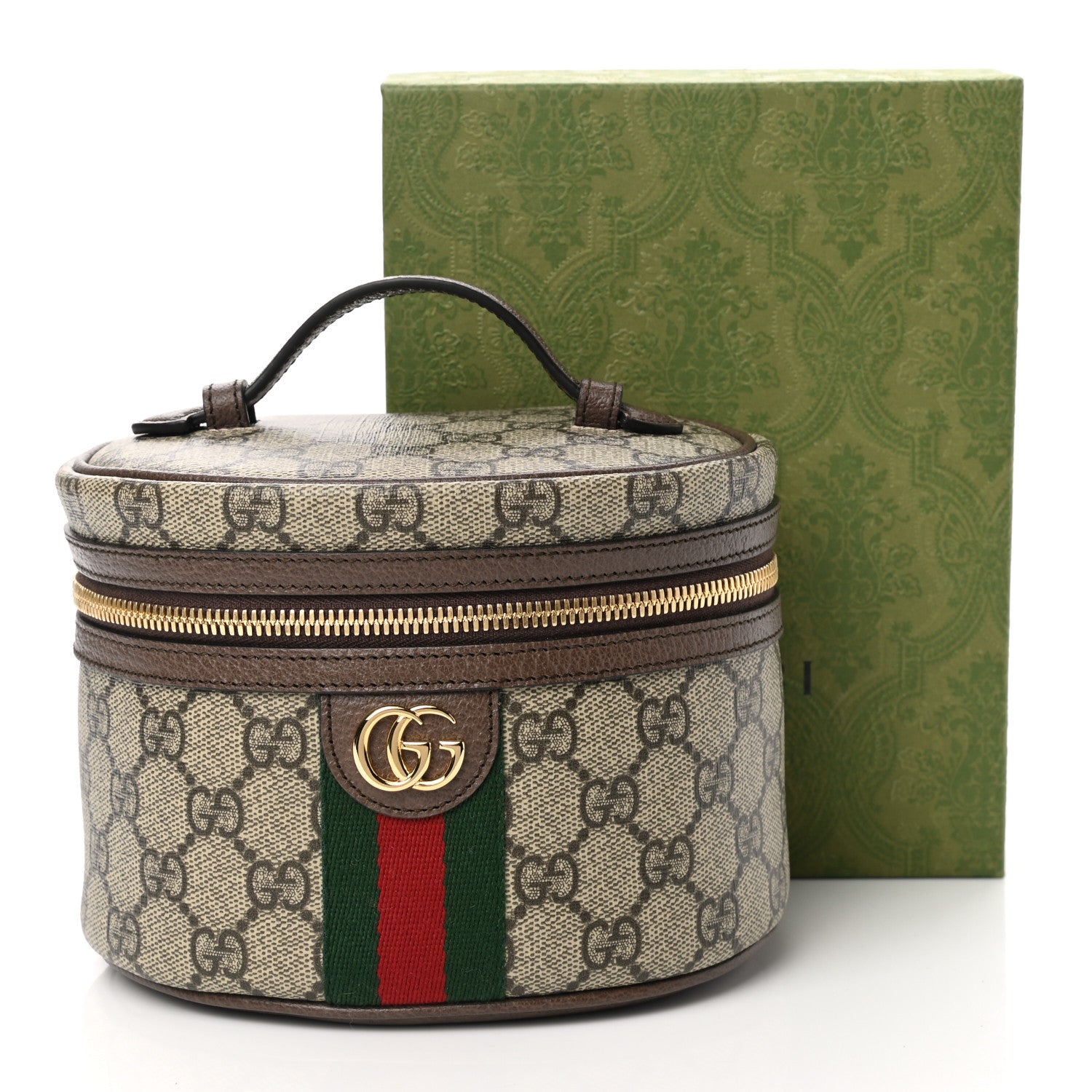 Gucci GG Supreme Monogram Textured Calfskin Web Ophidia Vanity Cosmetic Case Beige Ebony New Acero 8 of 8