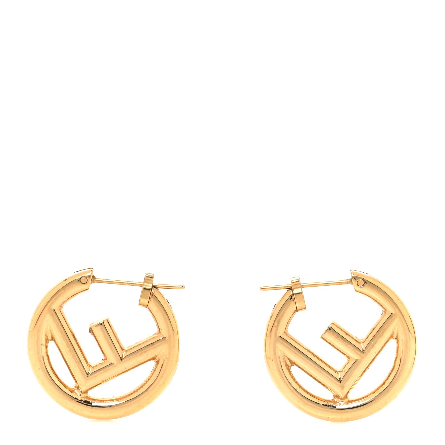 Fendi Metal FF Hoop Earrings Gold 1 of 5