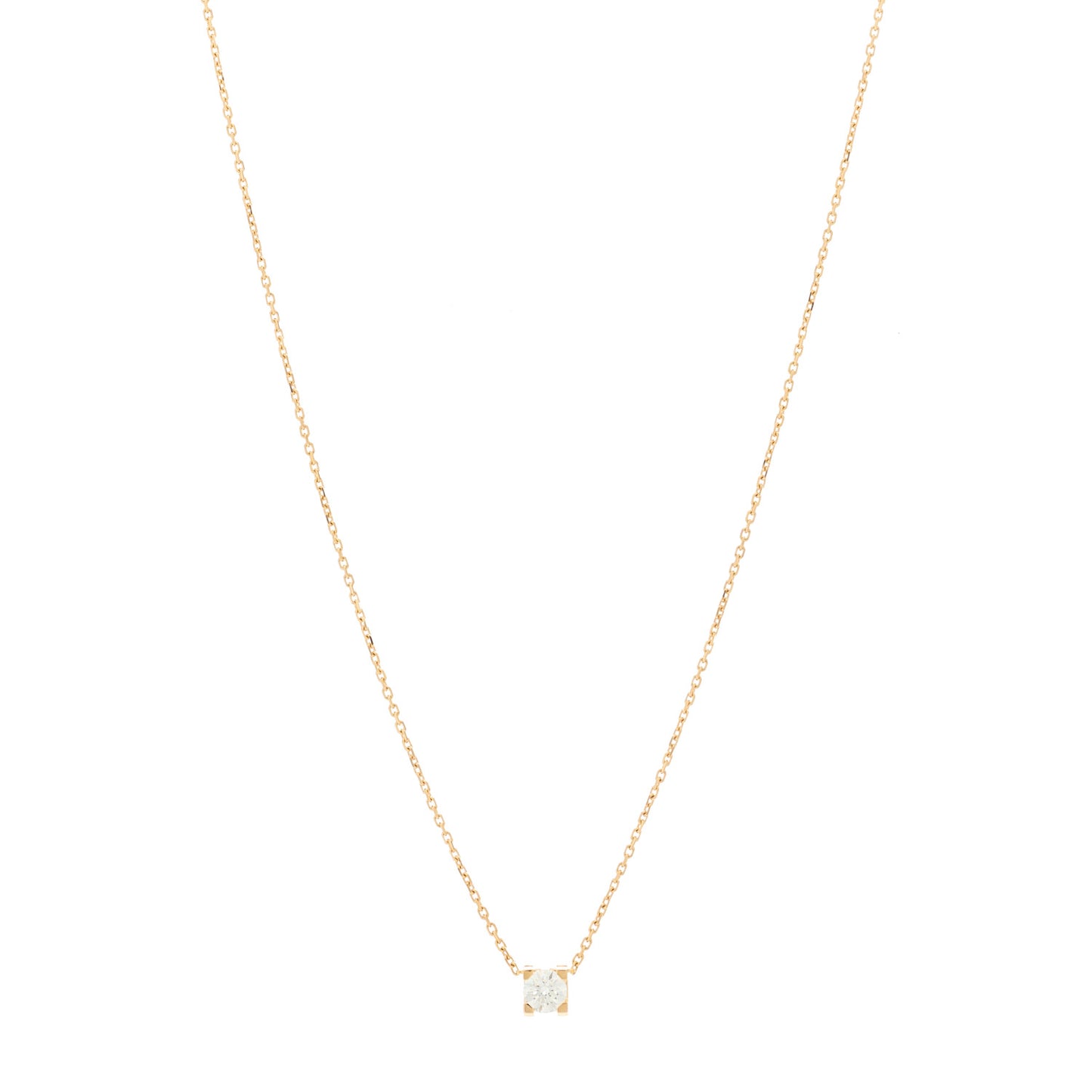 18K Pink Gold Diamond .30ct C De Cartier Pendant Necklace