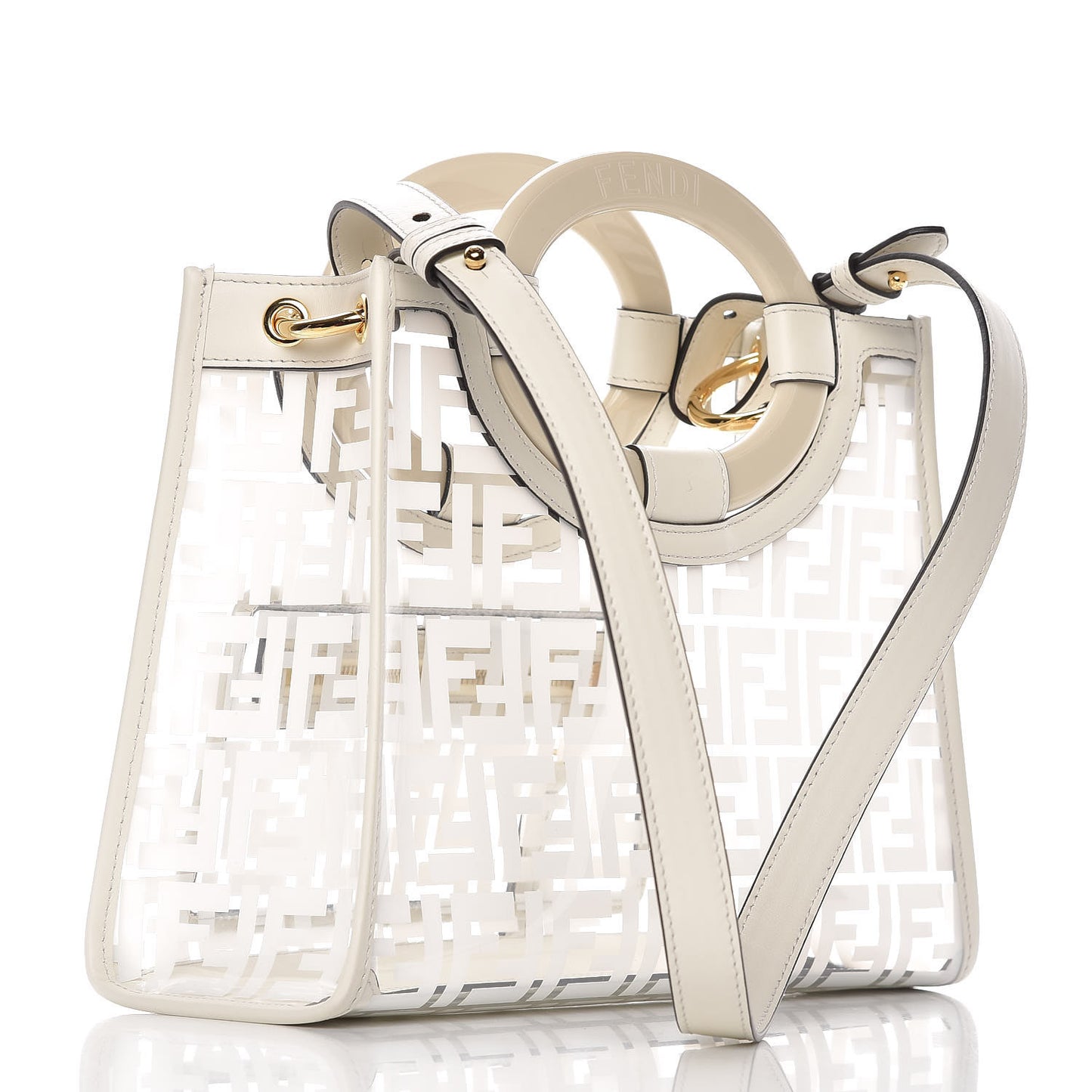TPU FF Vitello Century Plexiglass Small Runaway Shopper Tote White