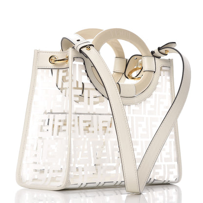 Fendi TPU FF Vitello Century Plexiglass Small Runaway Shopper Tote White 3 of 8