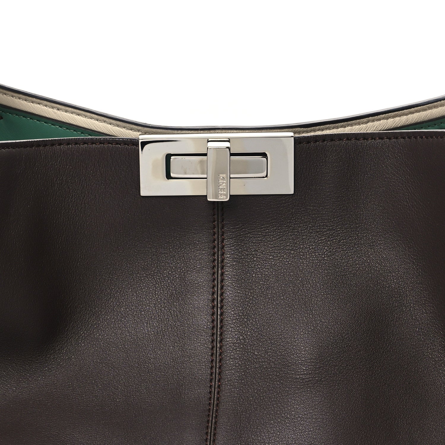 Fendi Vitello Seta Glazed Fabric FF 1974 Large Peekaboo X-Lite Maya 8 of 12