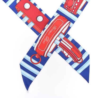 Hermes Silk Colliers de Chiens Remix Twilly Marine Rouge White 3 of 3