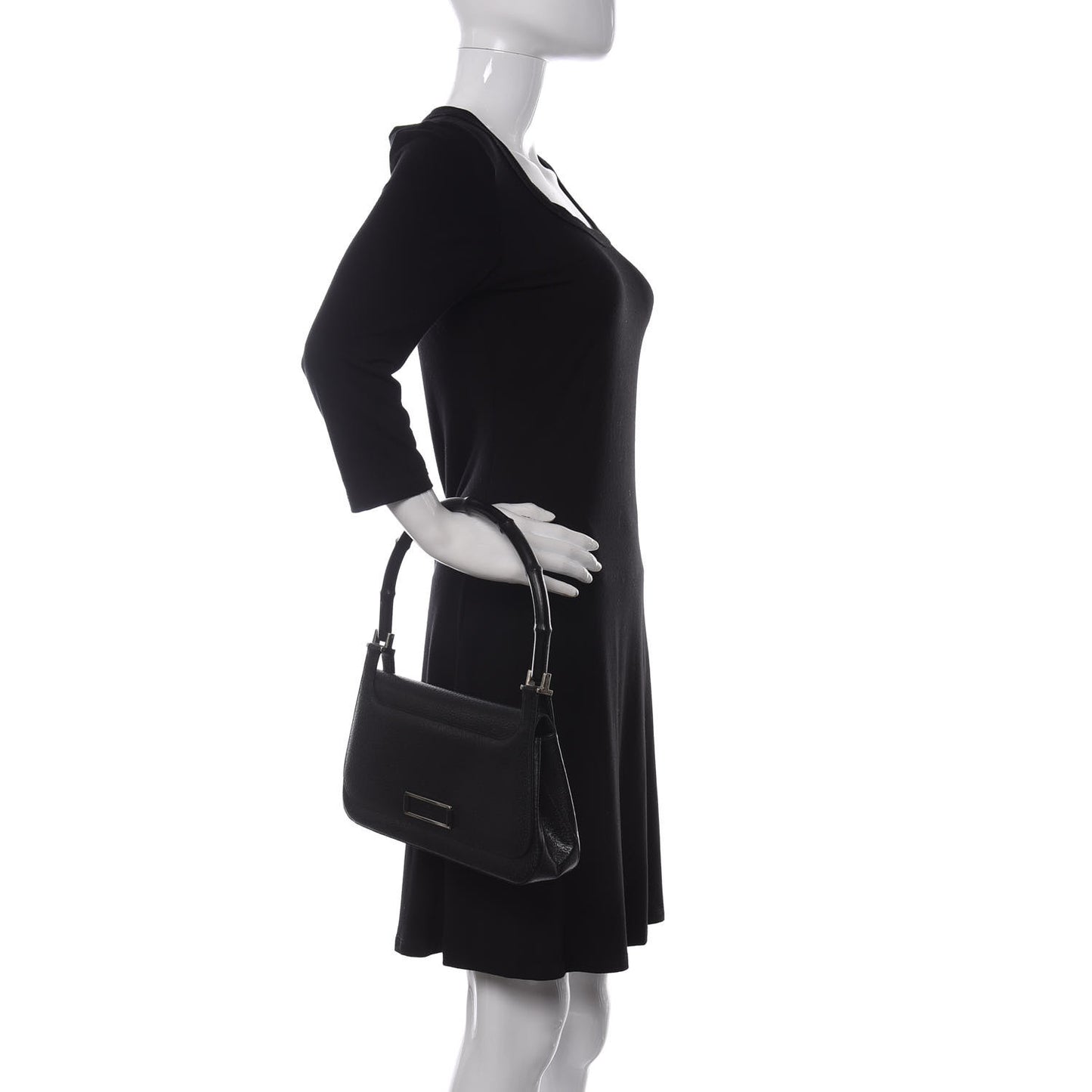 Calfskin Bamboo Baguette Shoulder Bag Black