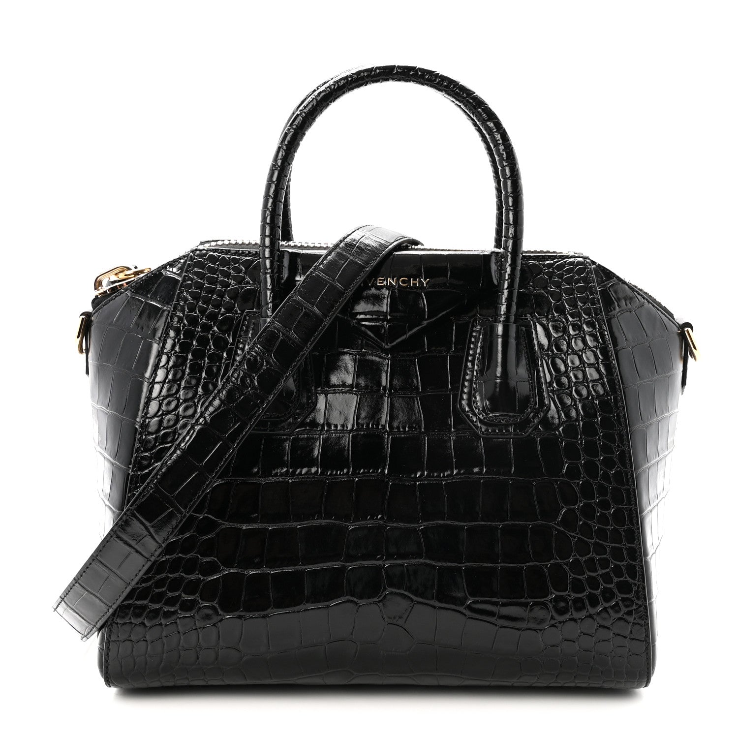 Givenchy Calfskin Crocodile Embossed Small Antigona Black 1 of 10