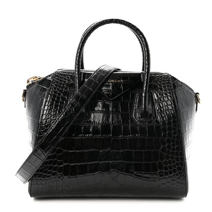 Givenchy Calfskin Crocodile Embossed Small Antigona Black 1 of 10