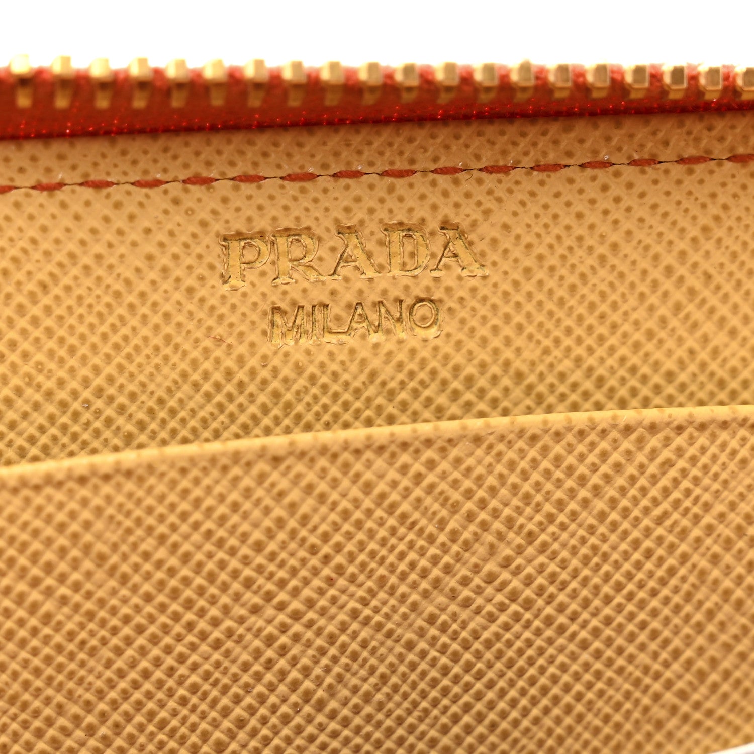 Prada Saffiano Metal Zip Around Wallet Papaya Fuoco 7 of 8