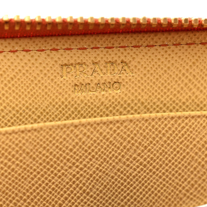 Prada Saffiano Metal Zip Around Wallet Papaya Fuoco 7 of 8