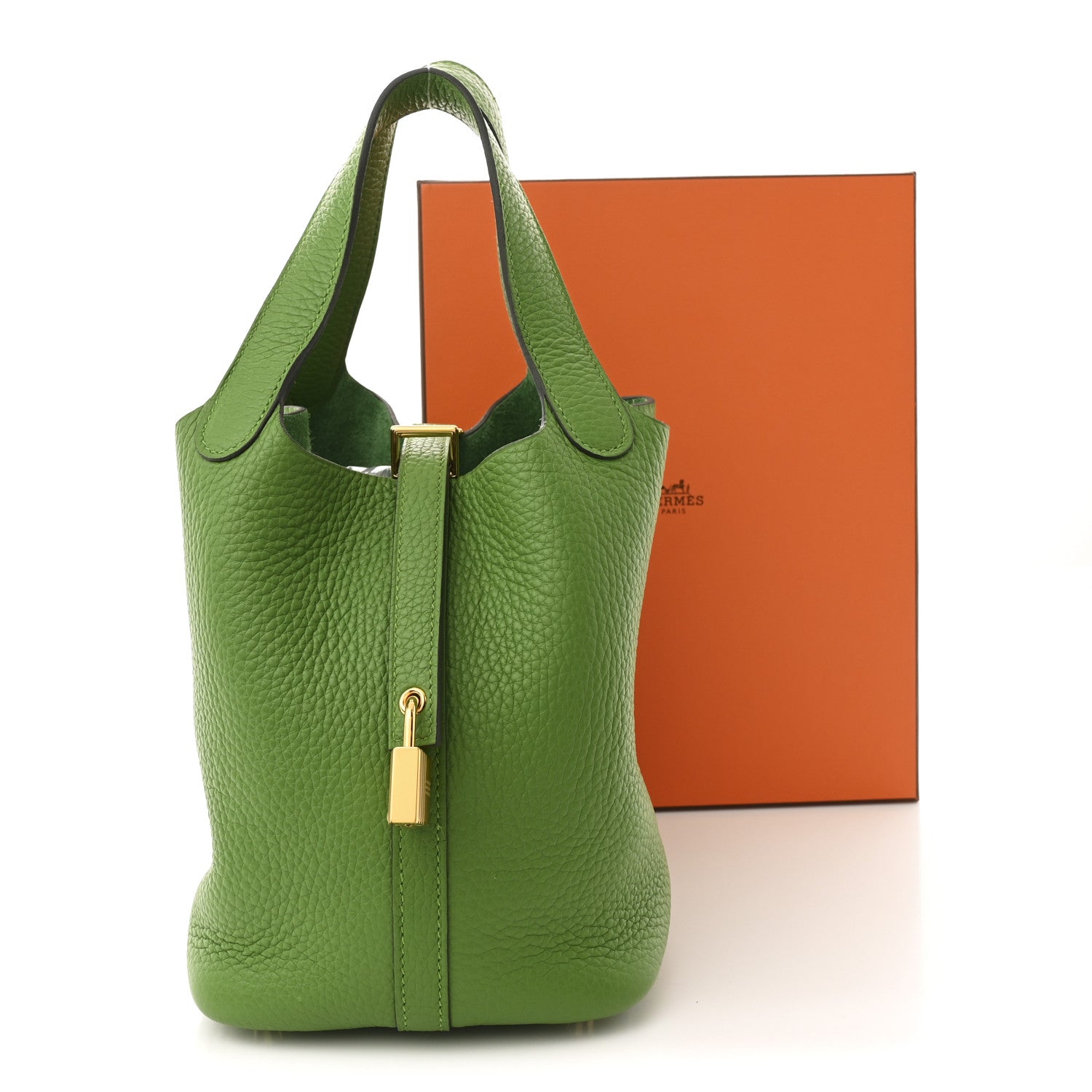 Hermes Taurillon Clemence Picotin Lock 18 PM Vert Yucca 11 of 11
