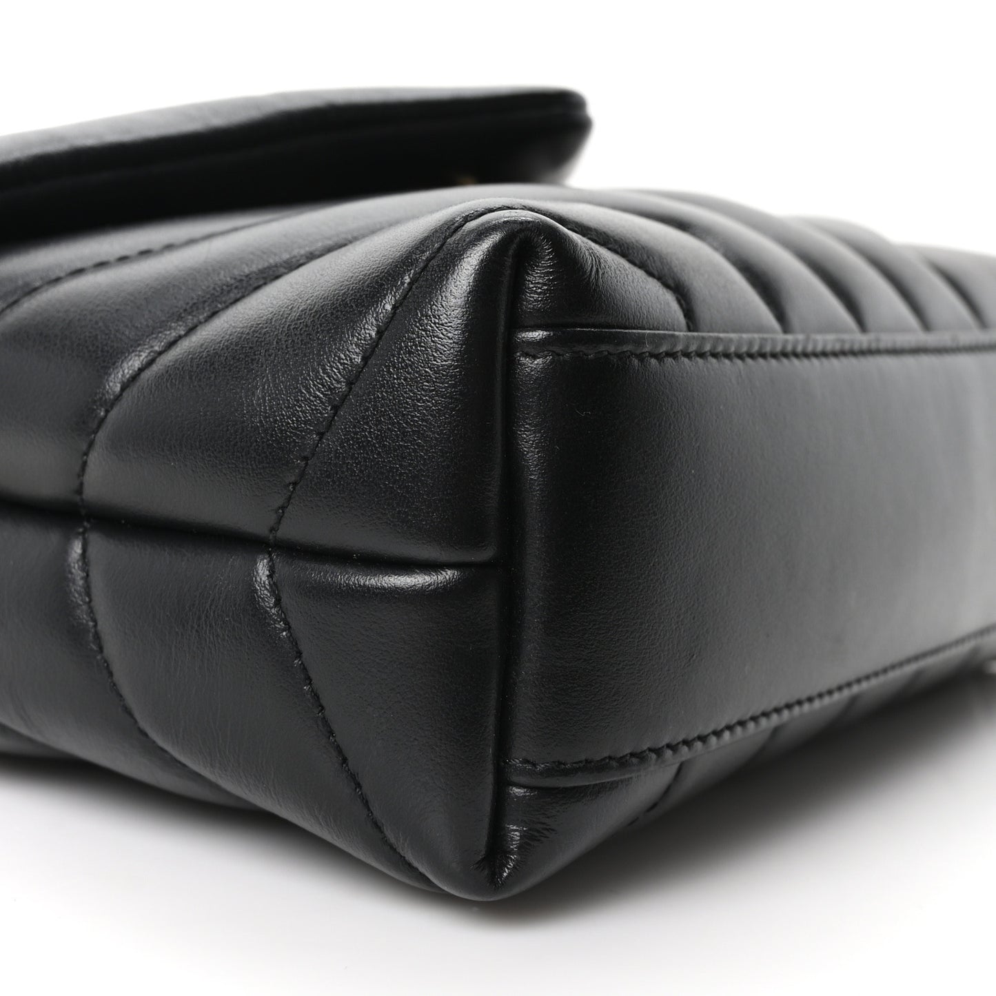 Calfskin Y Quilted Monogram Toy Loulou Crossbody Bag Black