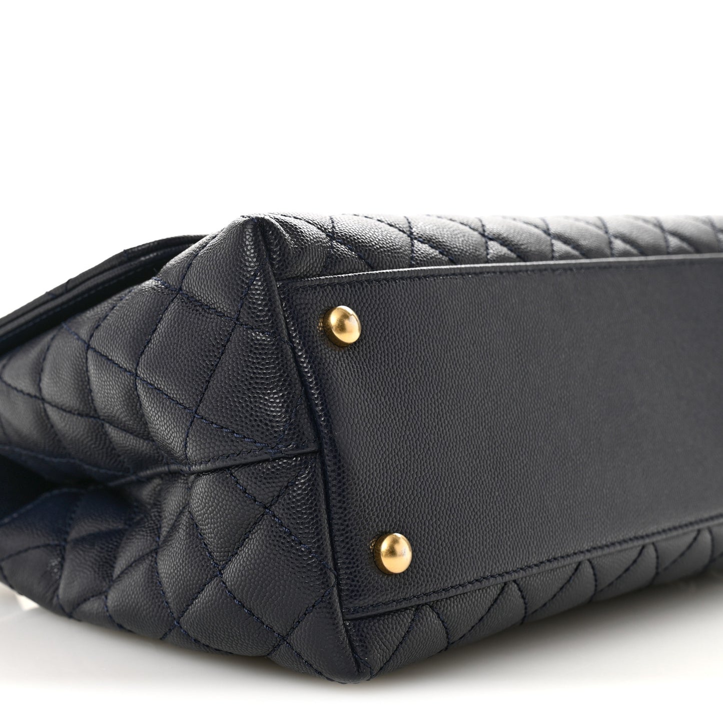 Caviar Quilted Small Coco Chain Handle Flap Navy Blue