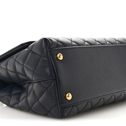 Chanel Caviar Quilted Small Coco Chain Handle Flap Navy Blue 9 of 10