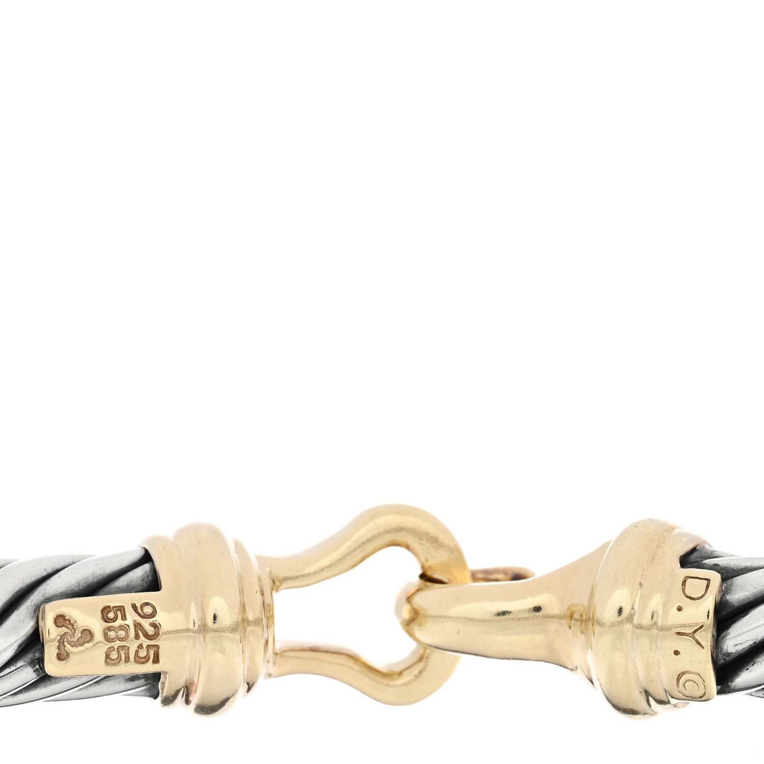 David Yurman Sterling Silver 14K Yellow Gold 7mm Cable Classic Buckle Bracelet 3 of 3