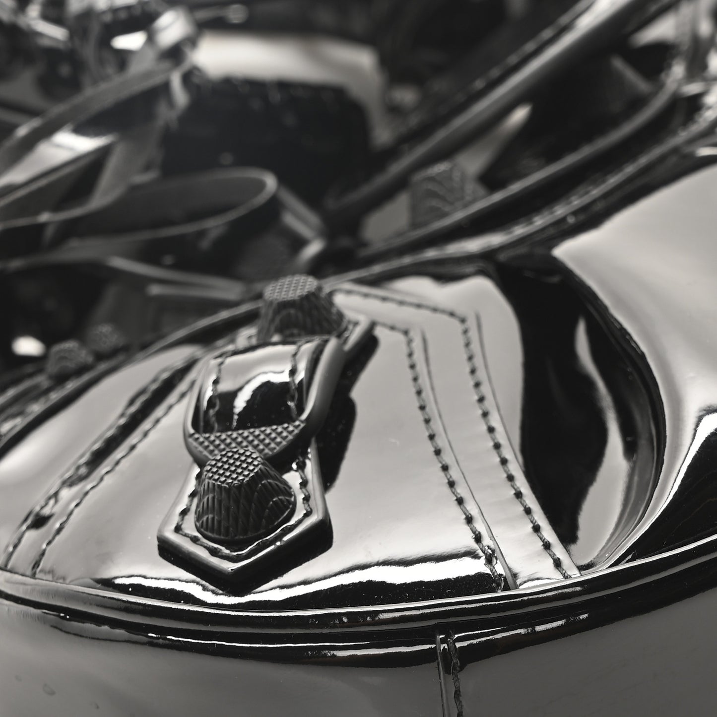 Patent Faux Leather Le Cagole Shoulder Bag XS Black