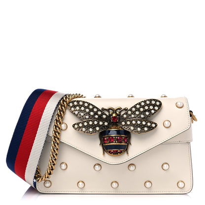 Gucci Nappa Pearl Studded Mini Queen Margaret Broadway Shoulder Bag Mystic White 1 of 14