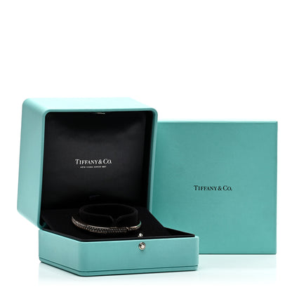 Tiffany 18K Rose Gold Diamond Tiffany Lock Bangle Pave Bracelet 4 of 4