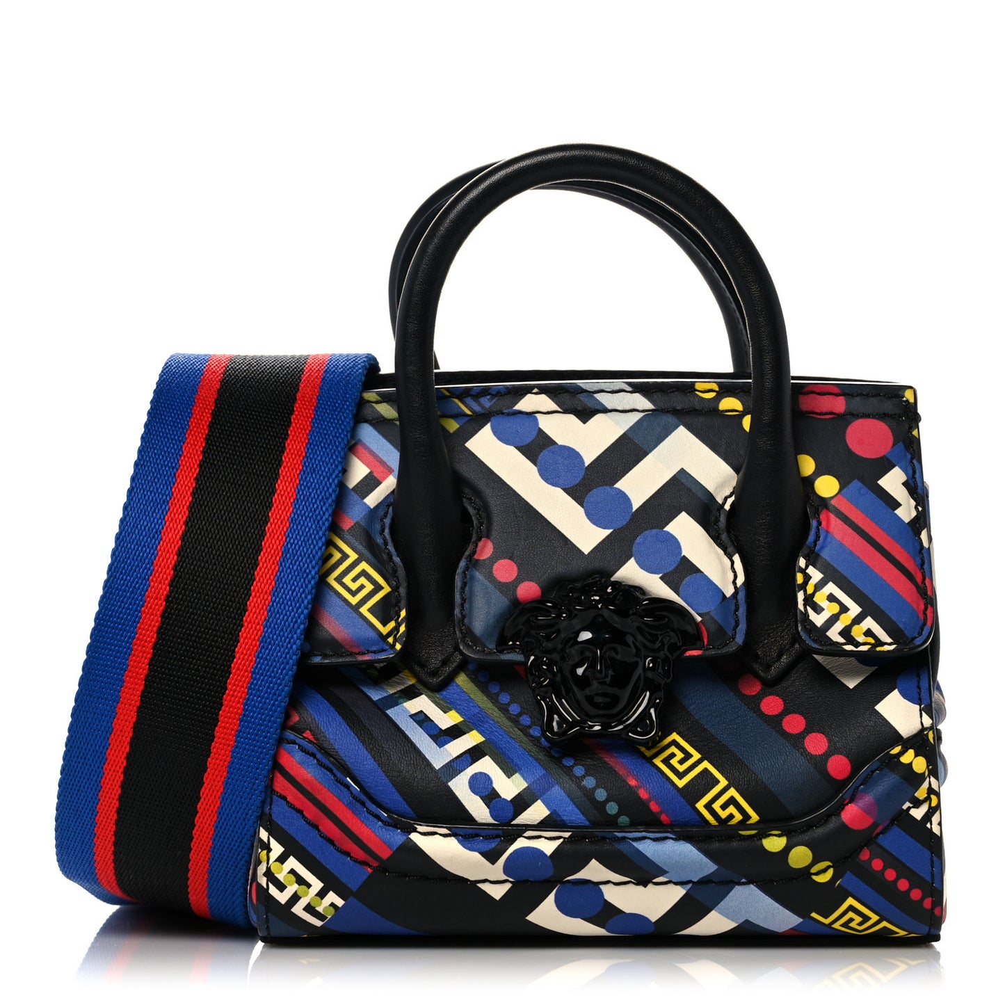 Calfskin Printed Small Palazzo Empire Bag Multicolor Black