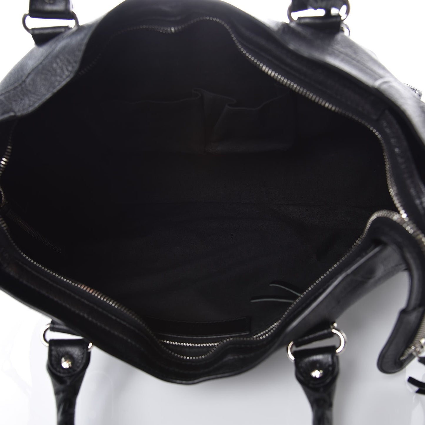 Chevre Silver Metallic Edge Hardware City Black
