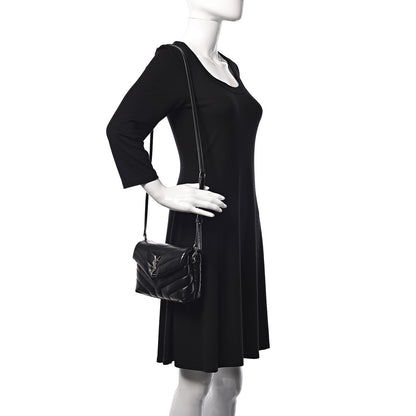 Saint Laurent Calfskin Y Quilted Monogram Toy Loulou Crossbody Bag Black 2 of 11