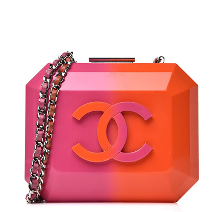 Chanel Faded Plexiglass CC Boy Brick Clutch Pink Orange 1 of 15