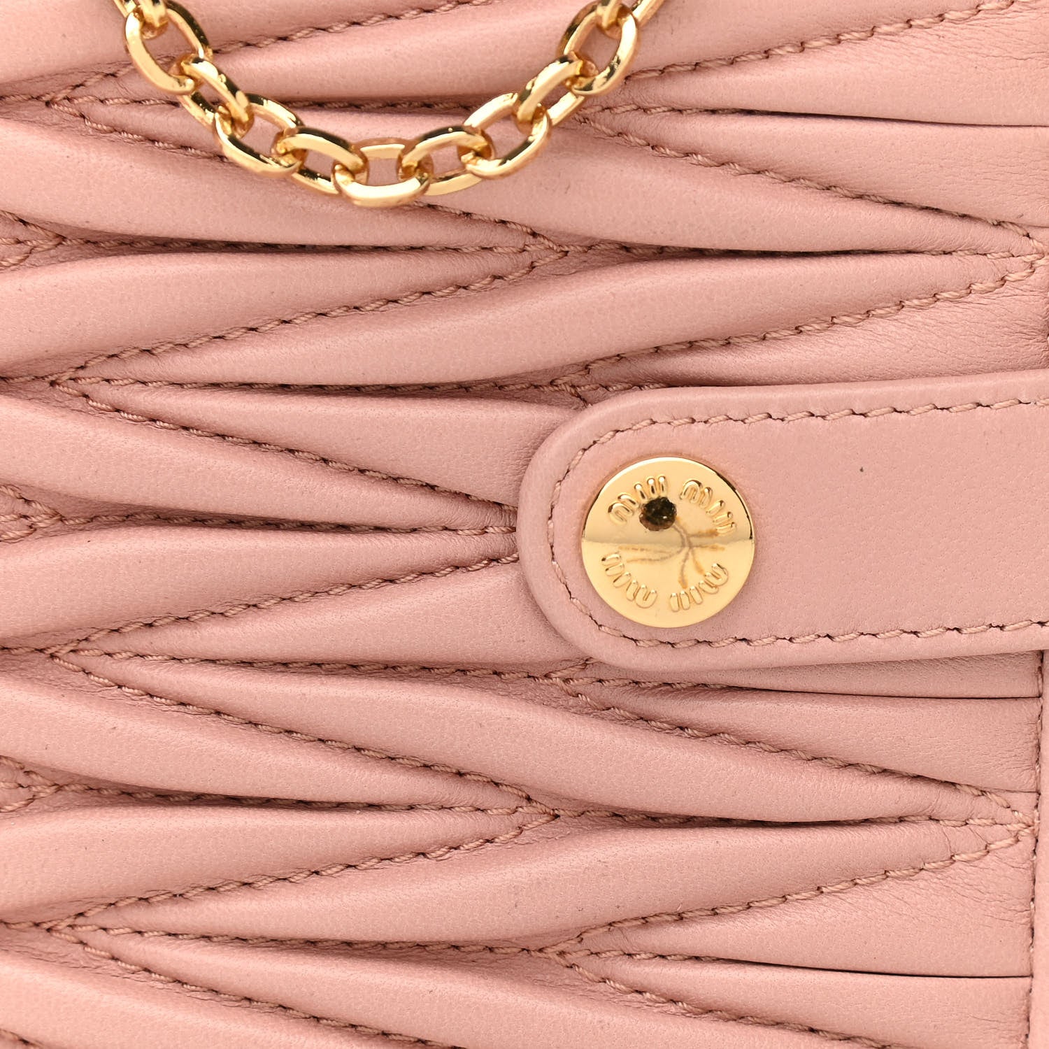 Miu Miu Nappa Matelasse Chain Card Holder Orchidea 8 of 9