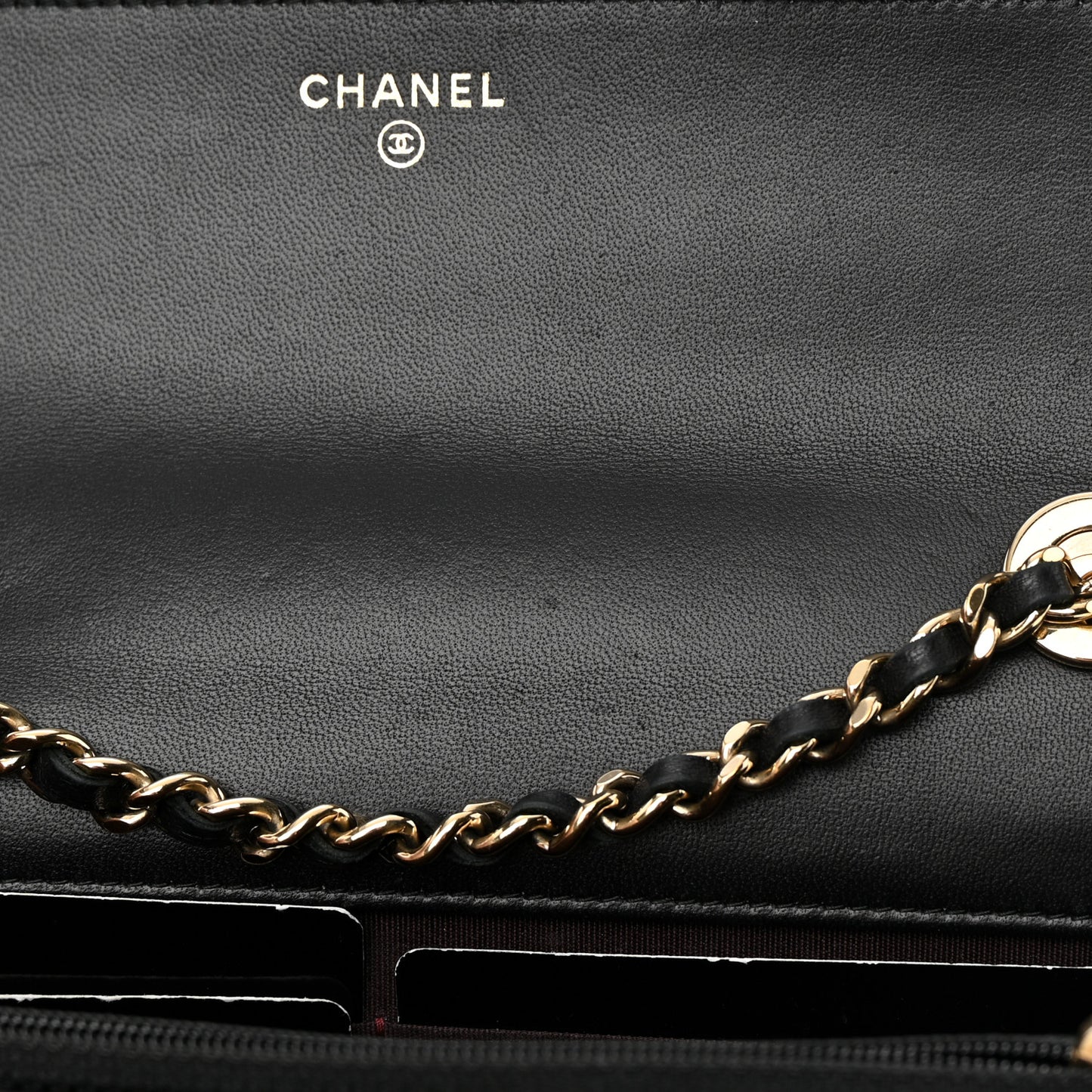 Lambskin Quilted Trendy CC Wallet On Chain WOC Black