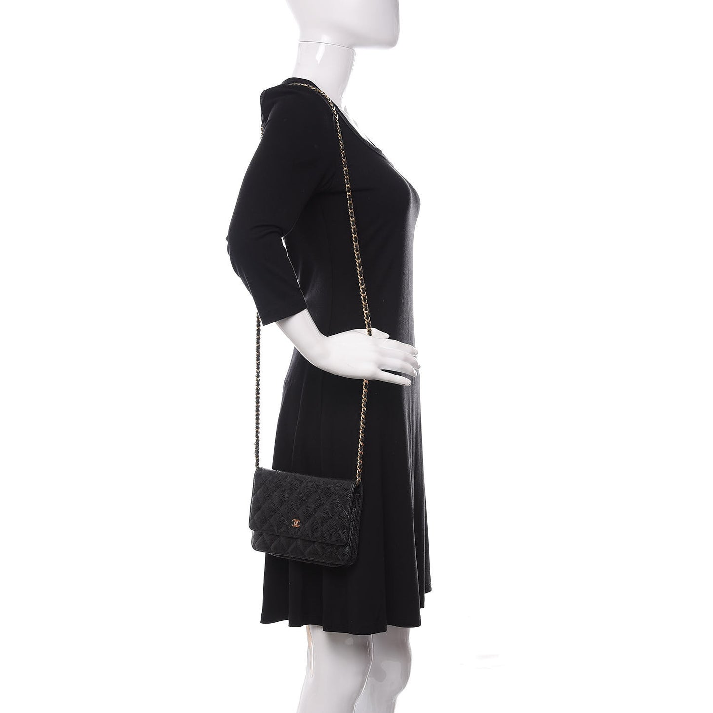 Caviar Quilted Wallet On Chain WOC Black