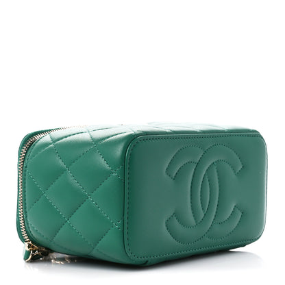 Chanel Lambskin Quilted Small Top Handle Vanity Case With Chain Green 4 of 11