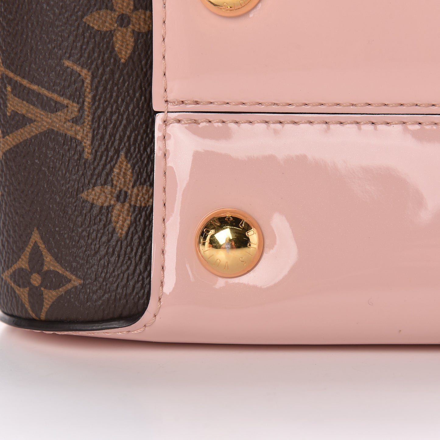Patent Calfskin Monogram Cherrywood PM Rose Ballerine