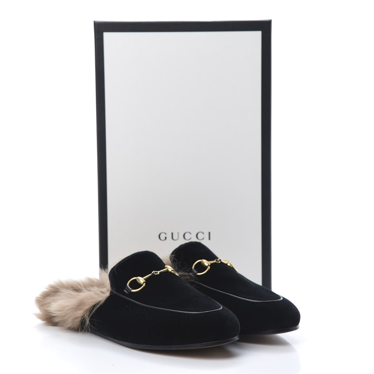 Gucci Velvet Fur Womens Princetown Slippers 37.5 Black 10 of 10