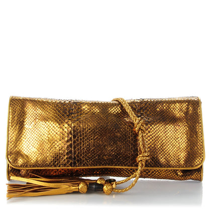 Gucci Metallic Python Malika Clutch Gold 1 of 7