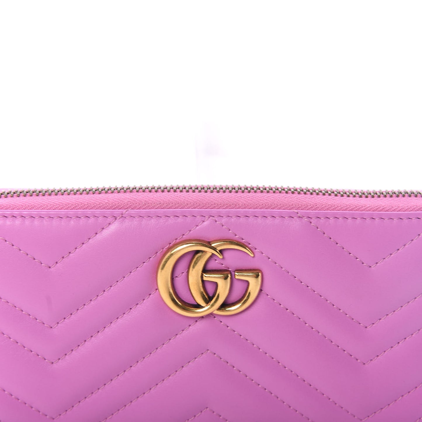 Calfskin Matelasse GG Marmont Zip Around Wallet Candy Mousse