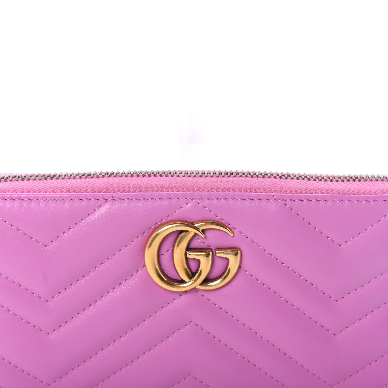 Gucci Calfskin Matelasse GG Marmont Zip Around Wallet Candy Mousse 9 of 9