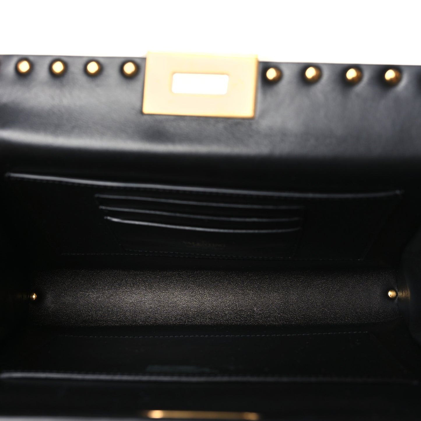 Grainy Calfskin Rockstud Alcove Clutch Black