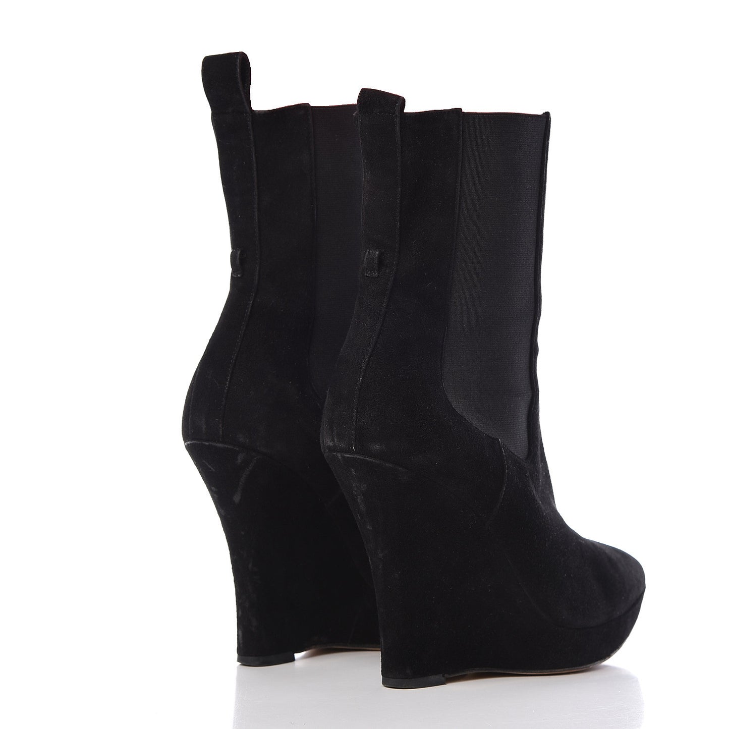 Suede Ankle Wedge Booties 37 Black