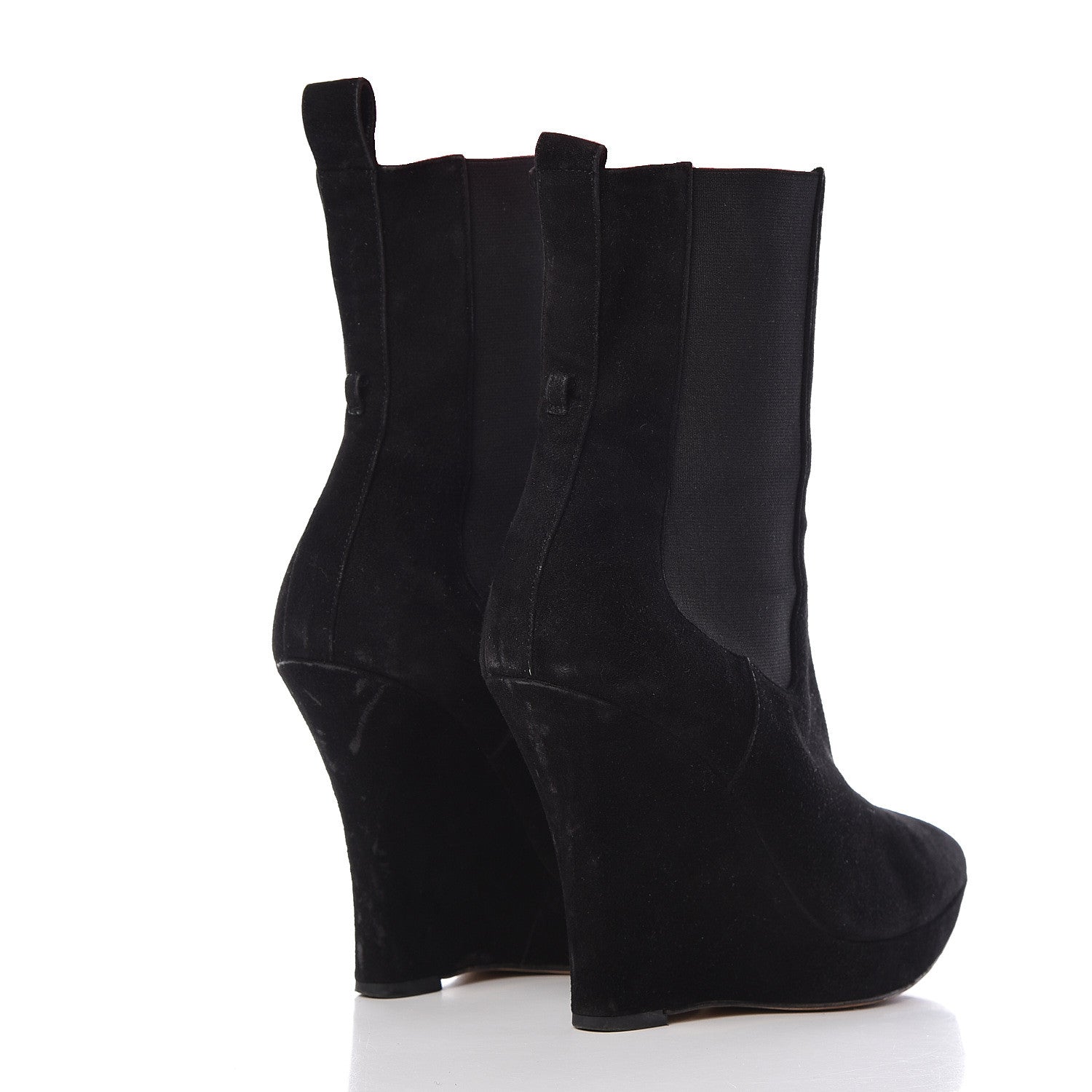 Gucci Suede Ankle Wedge Booties 37 Black 4 of 13