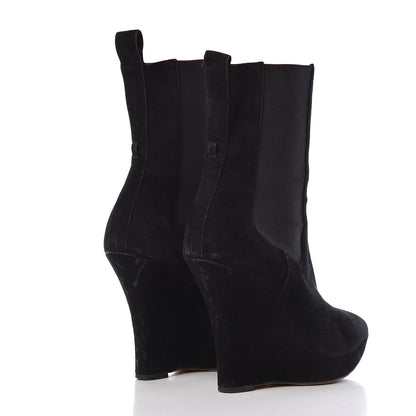 Gucci Suede Ankle Wedge Booties 37 Black 4 of 13