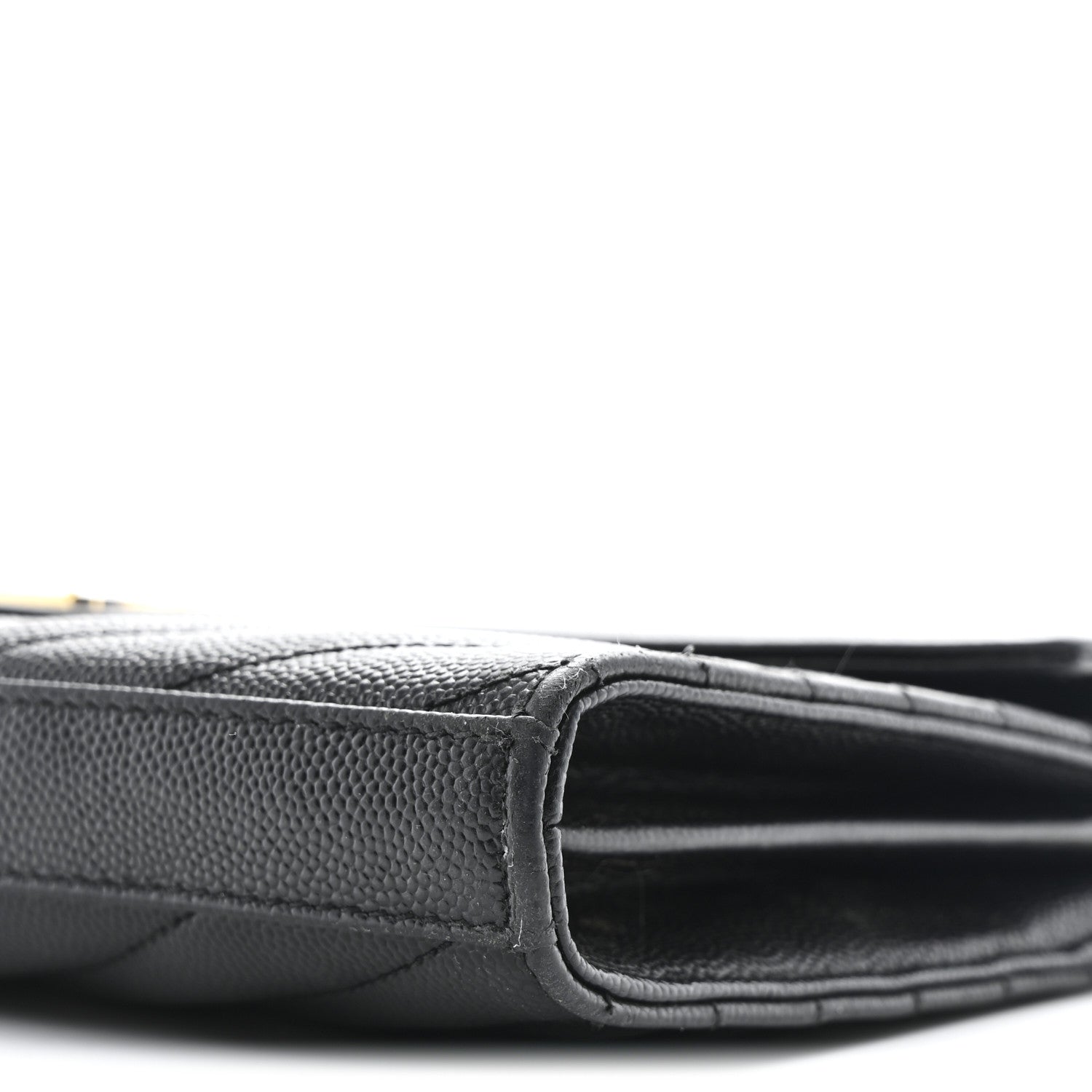Saint Laurent Grain De Poudre Matelasse Chevron Monogram Chain Wallet Black 11 of 12