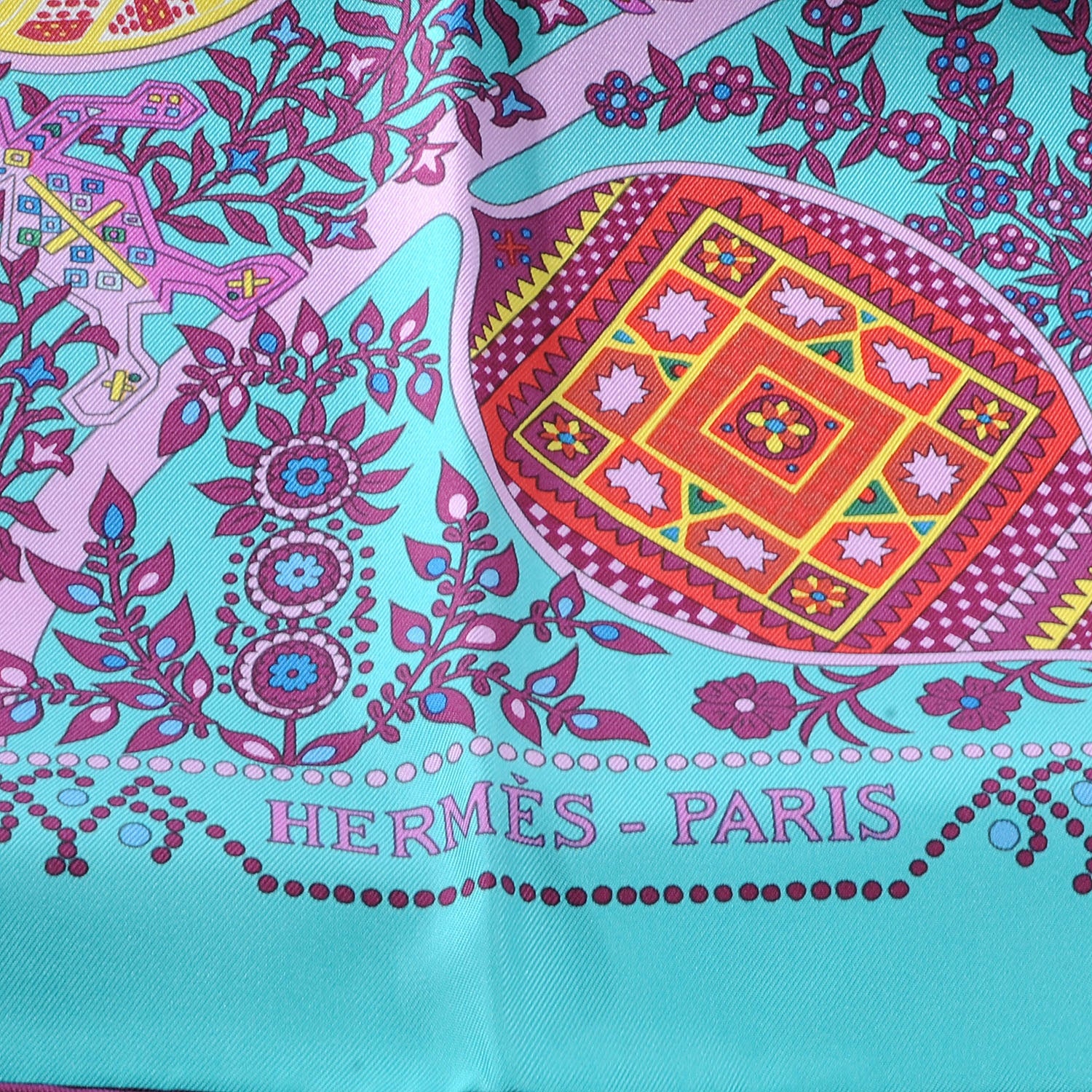 Hermes Silk Le Arbre De Vie Scarf 90 Turquoise 4 of 7
