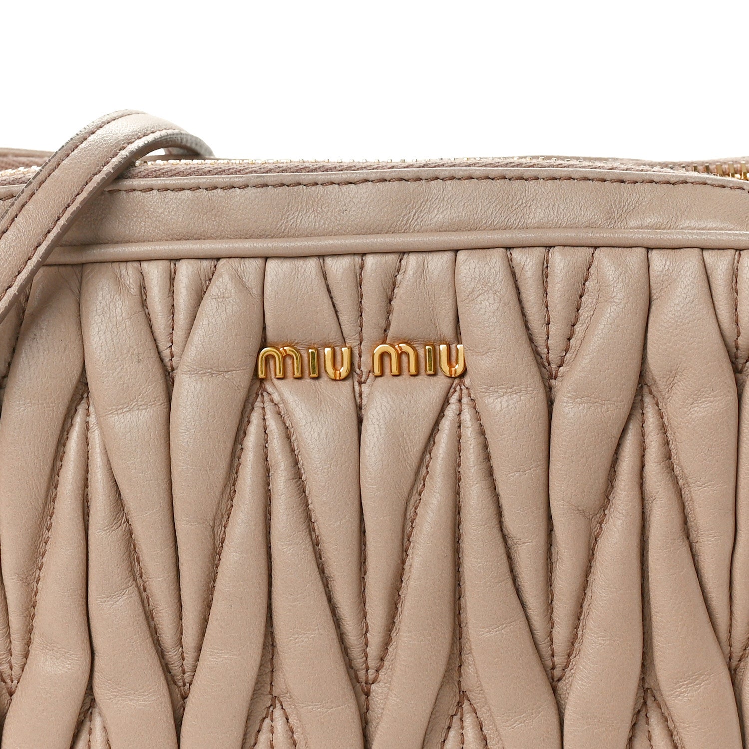 Miu Miu Nappa Matelasse Double Zip Shoulder Bag Cammeo 8 of 13